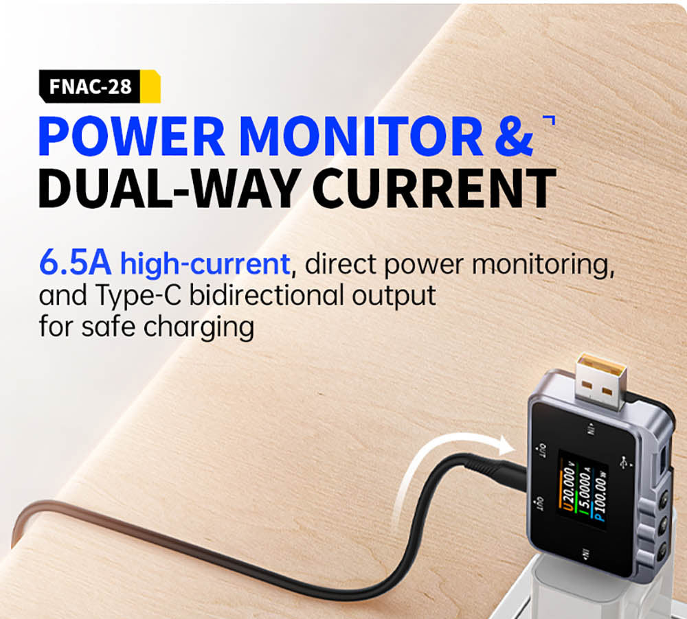 USB tester FNIRSI FNAC-28 2v1 Type-C