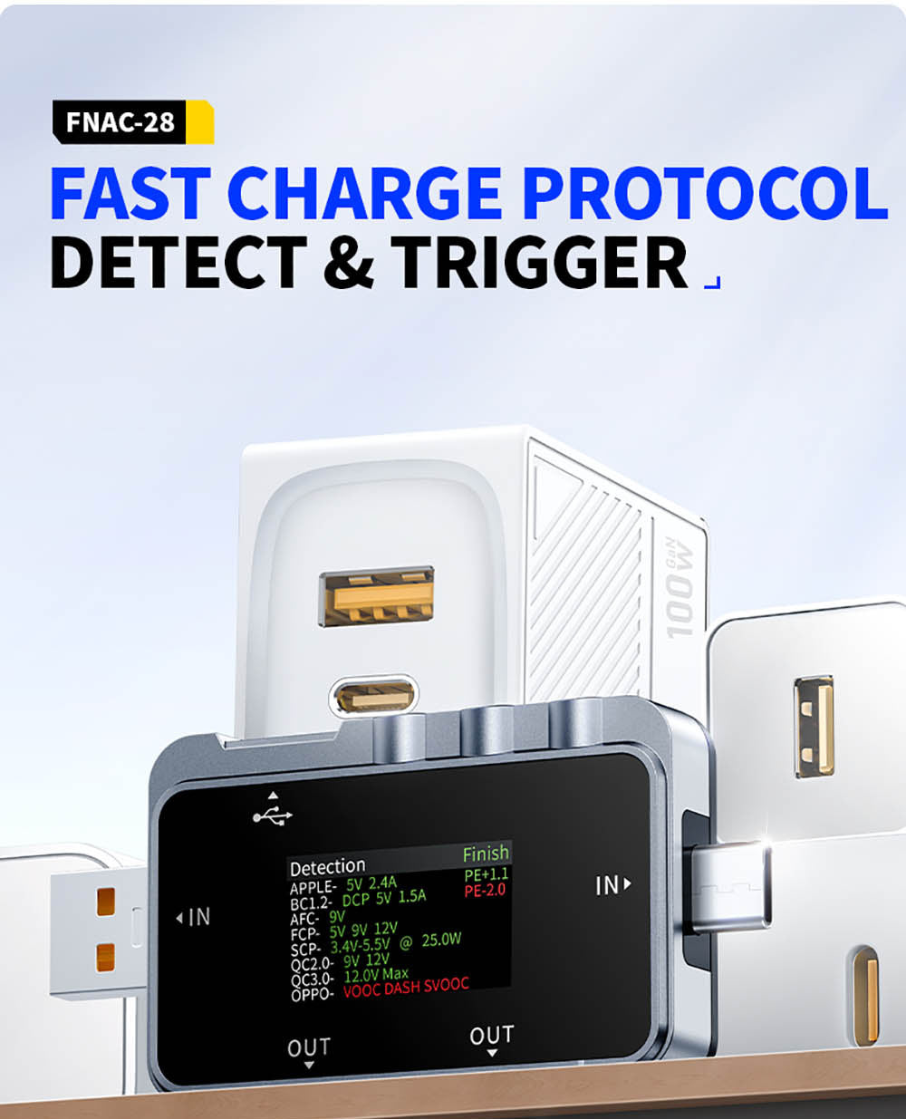 USB tester FNIRSI FNAC-28 2v1 Type-C