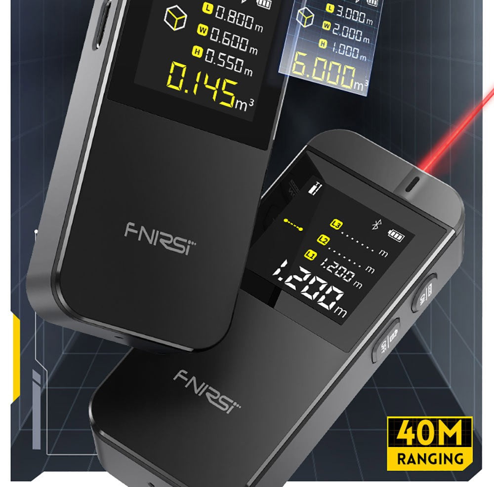 FNIRSI IR40 Inteligentní laserový dálkoměr, digitální měřič vzdálenosti, rozsah měření 40 m, gravitační senzor 360 stupňů, připojení k aplikaci, baterie 400 mAh - šedý