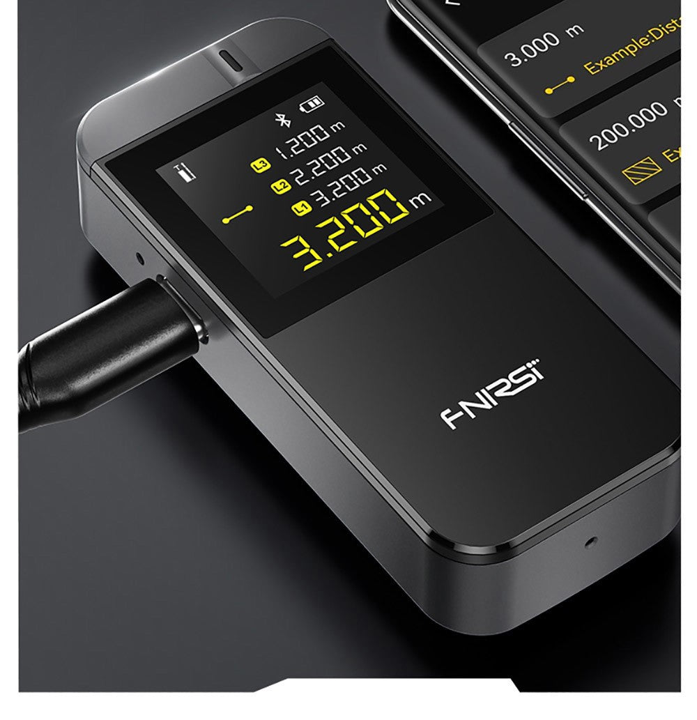 FNIRSI IR40 Inteligentní laserový dálkoměr, digitální měřič vzdálenosti, rozsah měření 40 m, gravitační senzor 360 stupňů, připojení k aplikaci, baterie 400 mAh - šedý