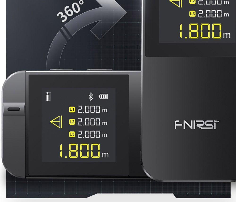 FNIRSI IR40 Inteligentní laserový dálkoměr, digitální měřič vzdálenosti, rozsah měření 40 m, gravitační senzor 360 stupňů, připojení k aplikaci, baterie 400 mAh - šedý