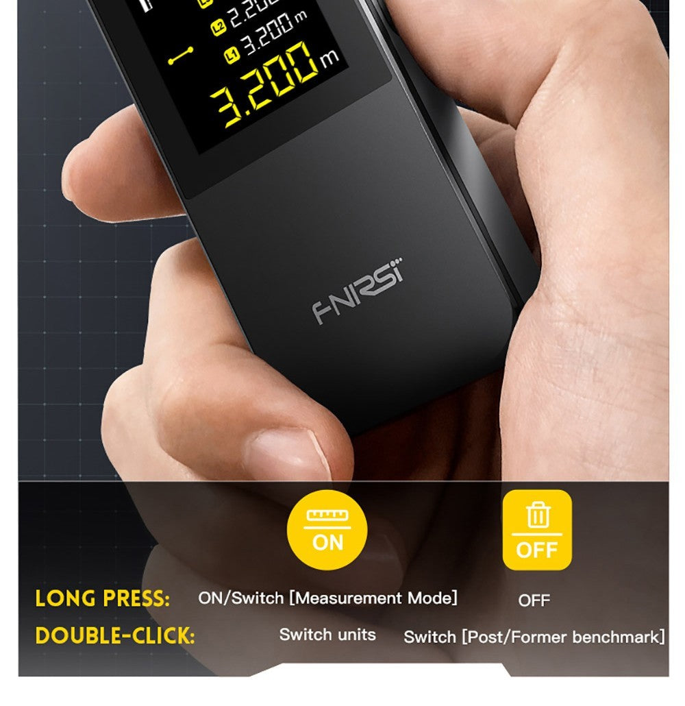 FNIRSI IR40 Inteligentní laserový dálkoměr, digitální měřič vzdálenosti, rozsah měření 40 m, gravitační senzor 360 stupňů, připojení k aplikaci, baterie 400 mAh - šedý