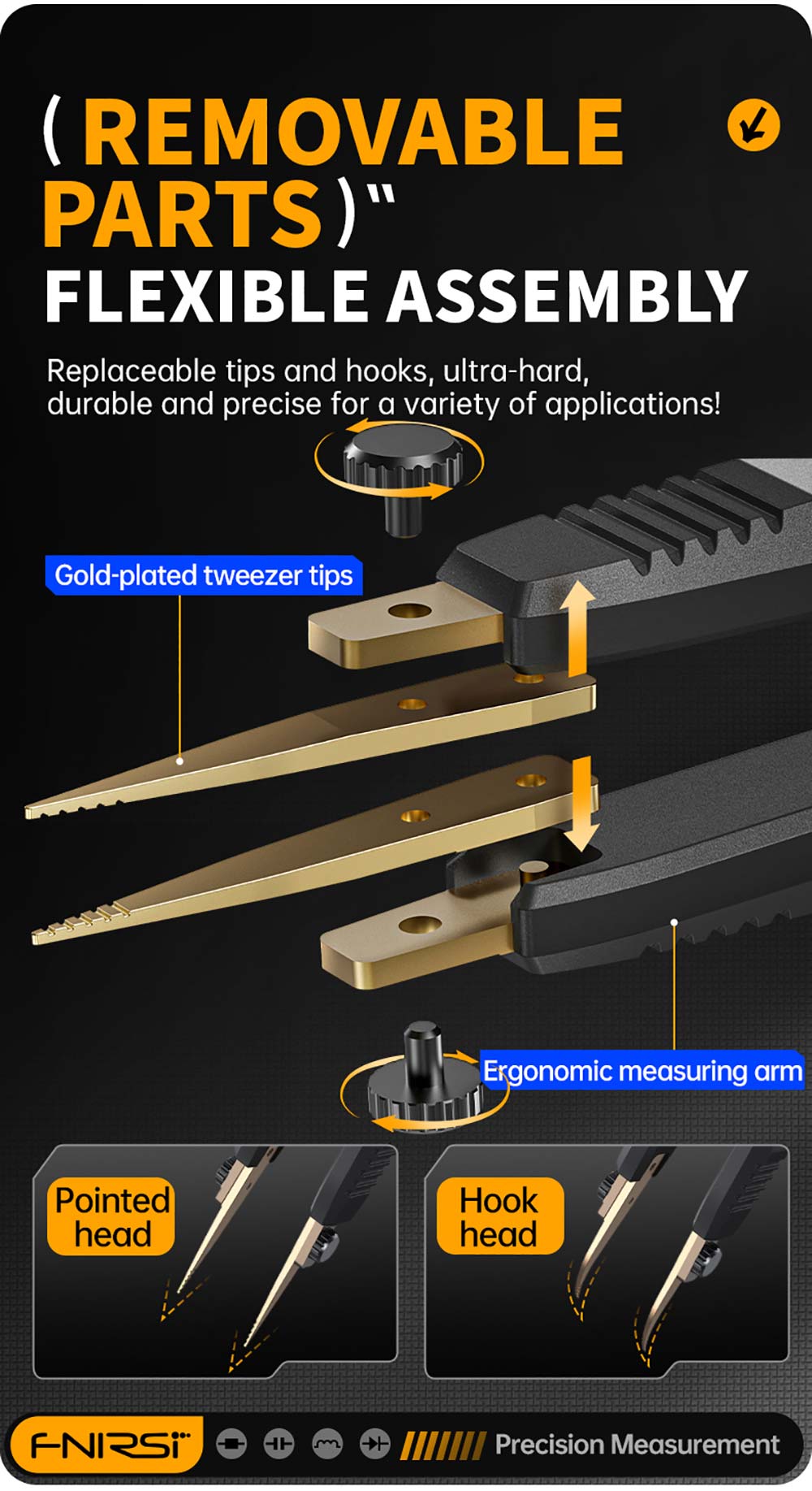 FNIRSI LCR-ST1 Mini Smart Tweezer LCR metr/ESR metr, s frekvencí 100Hz, 1kHz, 10kHz
