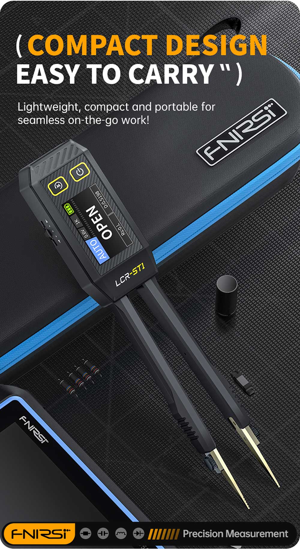 FNIRSI LCR-ST1 Mini Smart Tweezer LCR metr/ESR metr, s frekvencí 100Hz, 1kHz, 10kHz