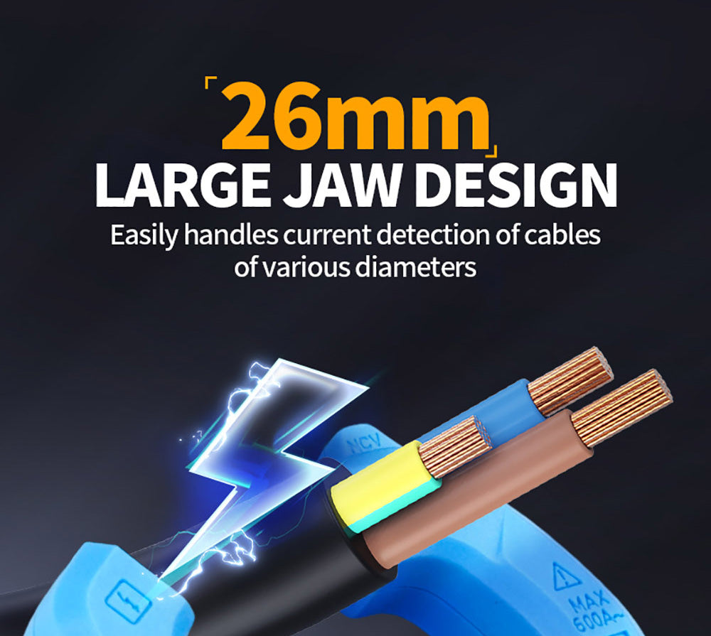 Digitální klešťový měřič FNIRSI MC40, 6000 číslic True RMS, automatický rozsah, měření proudu 600 A