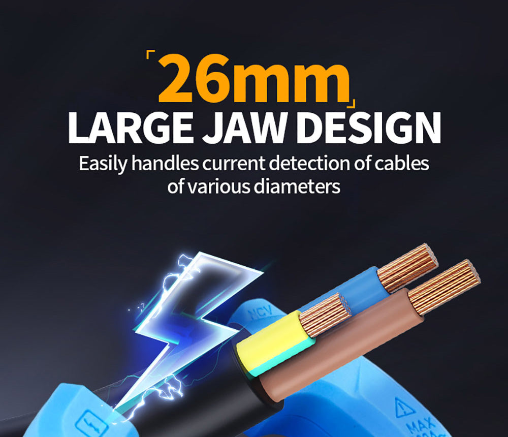 Digitální klešťový měřič FNIRSI MC40, 6000 číslic True RMS, automatický rozsah, měření proudu 600 A