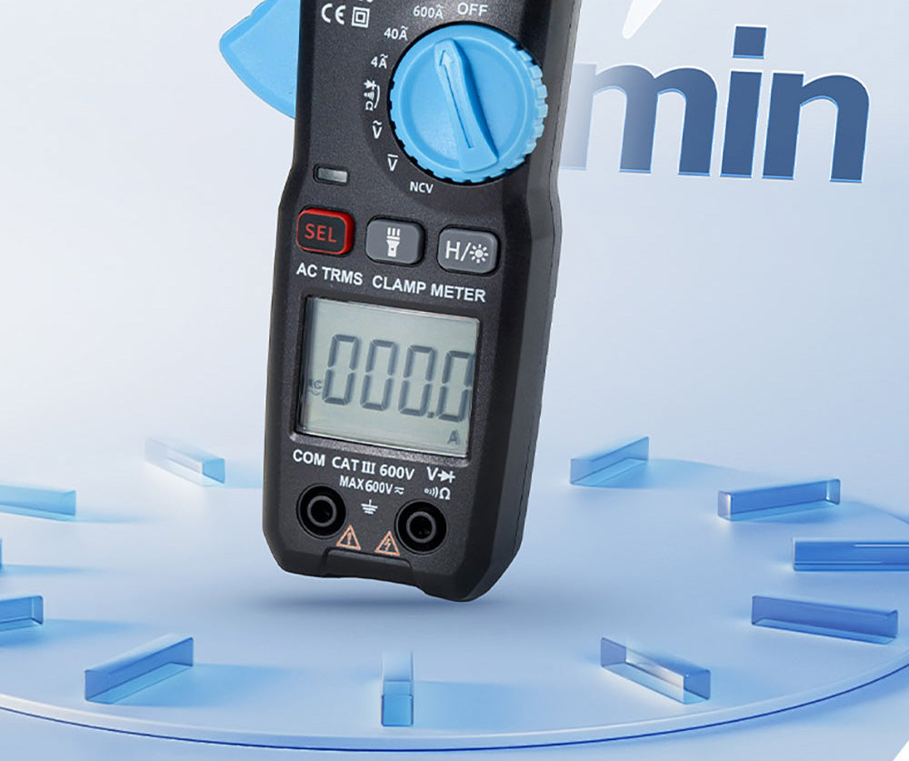 Digitální klešťový měřič FNIRSI MC40, 6000 číslic True RMS, automatický rozsah, měření proudu 600 A