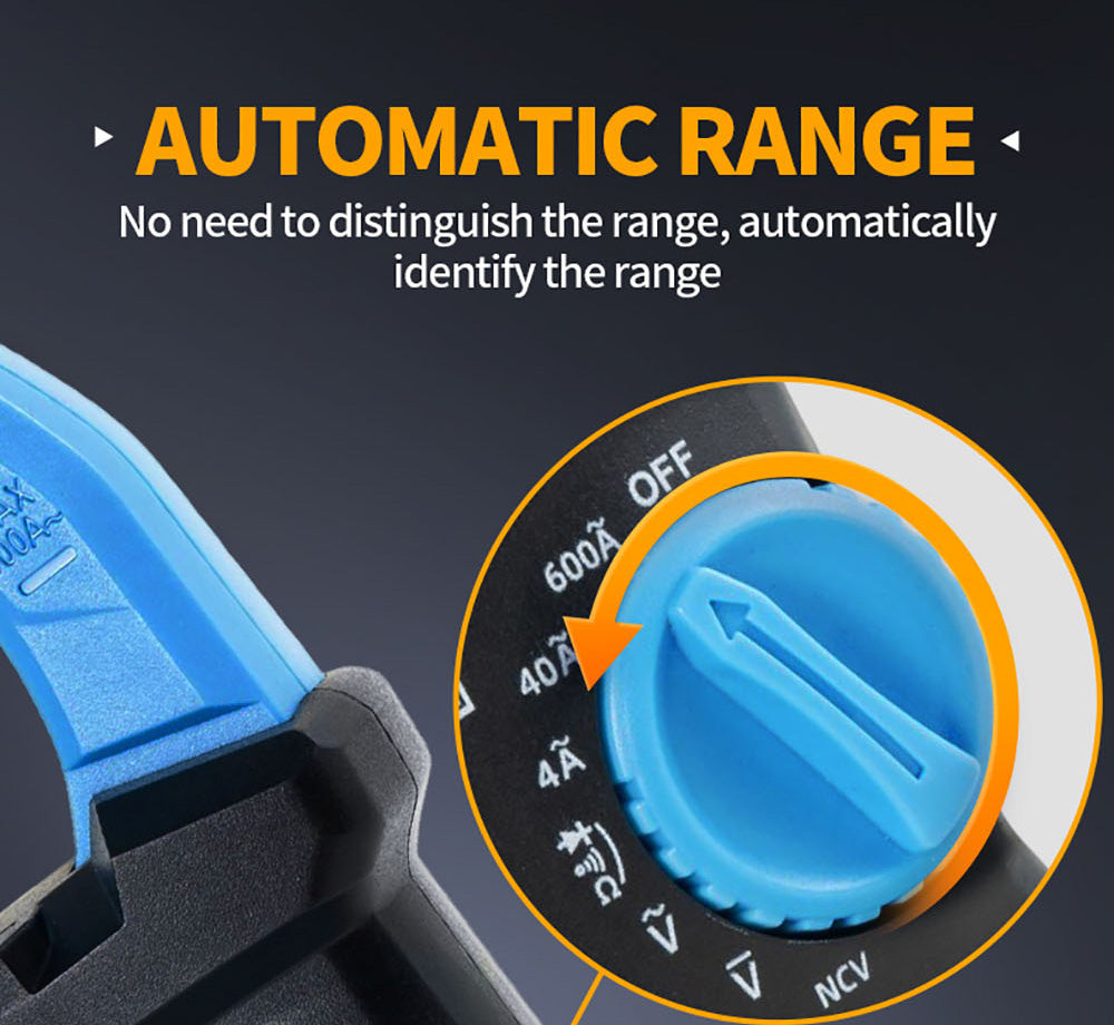 Digitální klešťový měřič FNIRSI MC40, 6000 číslic True RMS, automatický rozsah, měření proudu 600 A