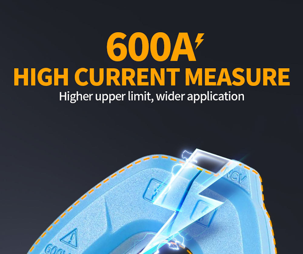 Digitální klešťový měřič FNIRSI MC40, 6000 číslic True RMS, automatický rozsah, měření proudu 600 A