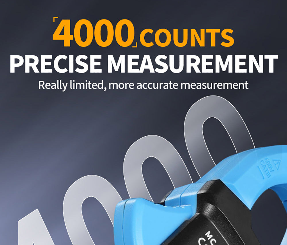 Digitální klešťový měřič FNIRSI MC40, 6000 číslic True RMS, automatický rozsah, měření proudu 600 A