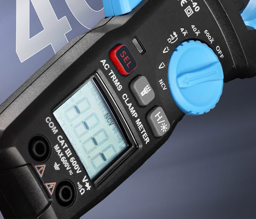 Digitální klešťový měřič FNIRSI MC40, 6000 číslic True RMS, automatický rozsah, měření proudu 600 A