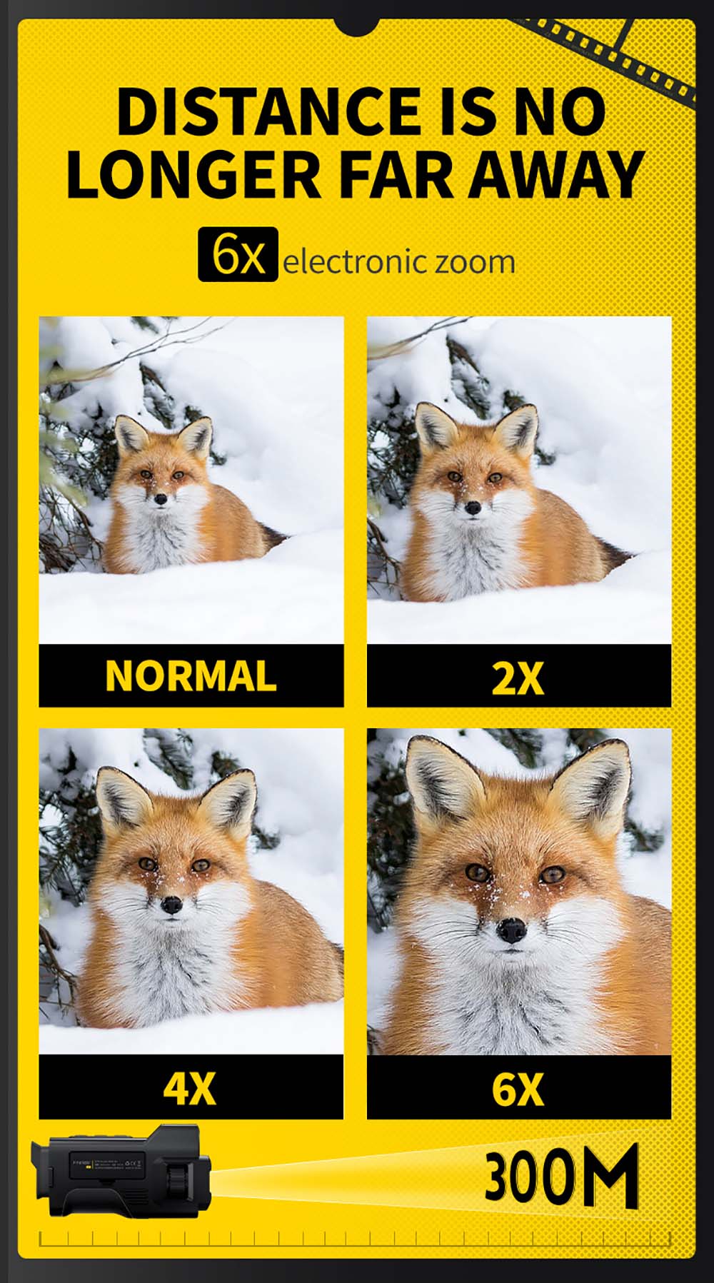 FNIRSI NVS-20 4K digitální monokulární noční vidění, 1,54palcová IPS obrazovka, 6násobný maximální digitální zoom, infračervené světlo 850nm, 7úrovňové nastavitelné IR - černé