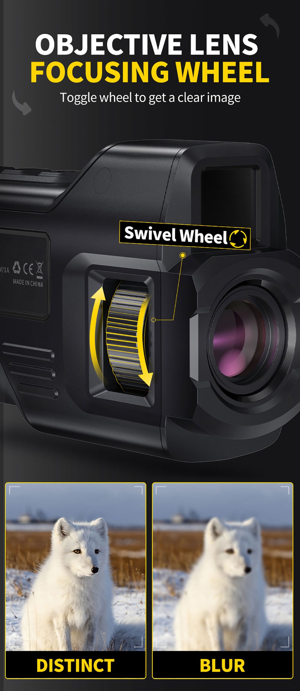 FNIRSI NVS-20 4K digitální monokulární noční vidění, 1,54palcová IPS obrazovka, 6násobný maximální digitální zoom, infračervené světlo 850nm, 7úrovňové nastavitelné IR - černé