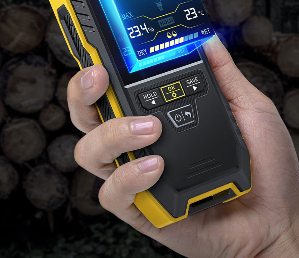 Bezkolíkový vlhkoměr FNIRSI WMT-10, obrazovka 2,4 palce, hloubka měření 17 mm