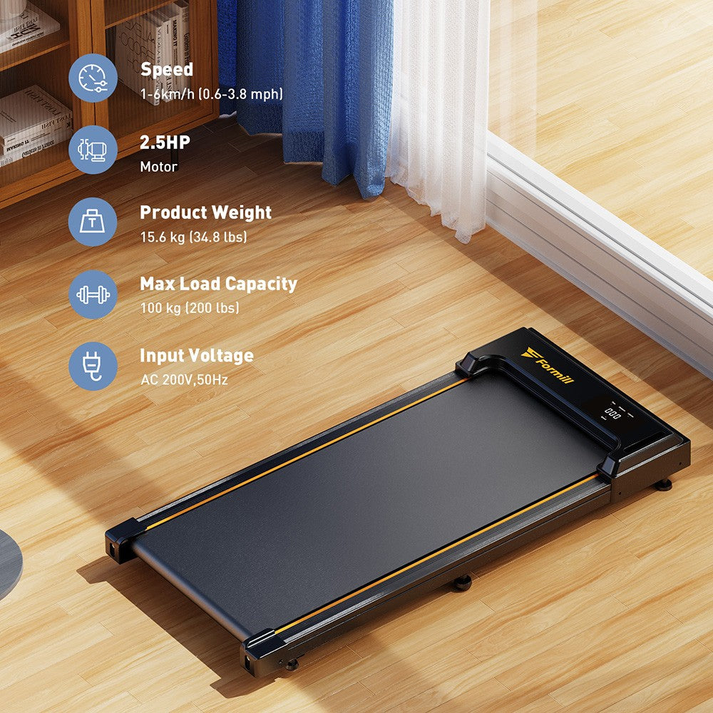 Běžecký pás Formill FT-21 s podložkou na chůzi, motor 2,5 HP, LED displej, maximální zatížení 90 kg, rychlost 1–6 km/h