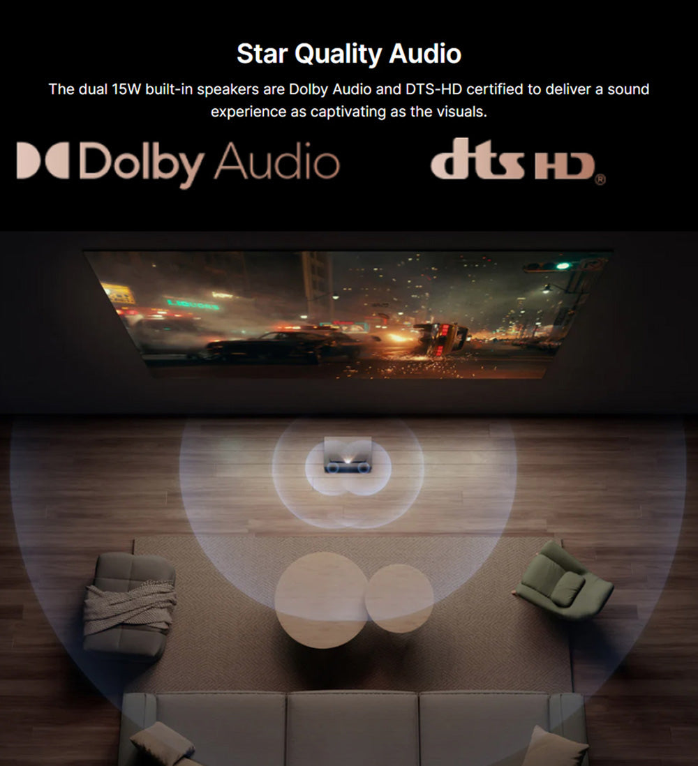 Laserový projektor Formovie Cinema Edge 4K, 2100 ISO lumenů, Google TV, vestavěný Netflix, Dolby Audio, 2*15W reproduktory, HDR10, WiFi 6