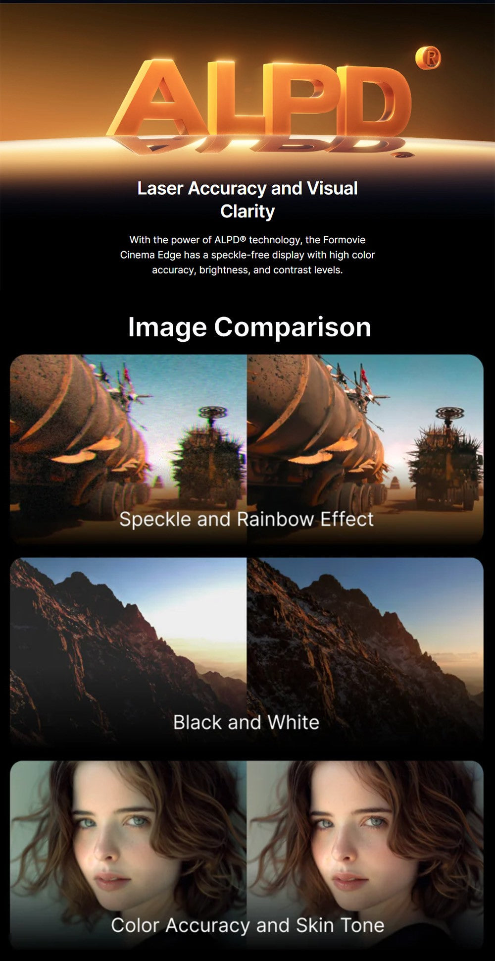 Laserový projektor Formovie Cinema Edge 4K, 2100 ISO lumenů, Google TV, vestavěný Netflix, Dolby Audio, 2*15W reproduktory, HDR10, WiFi 6