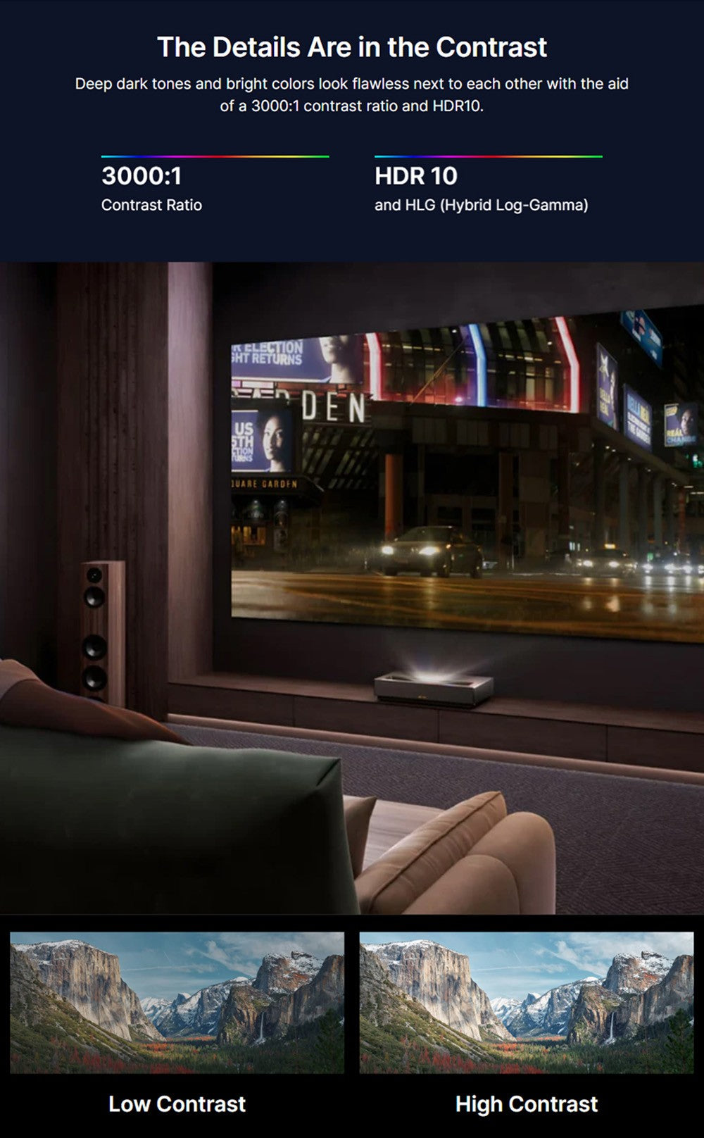 Laserový projektor Formovie Cinema Edge 4K, 2100 ISO lumenů, Google TV, vestavěný Netflix, Dolby Audio, 2*15W reproduktory, HDR10, WiFi 6