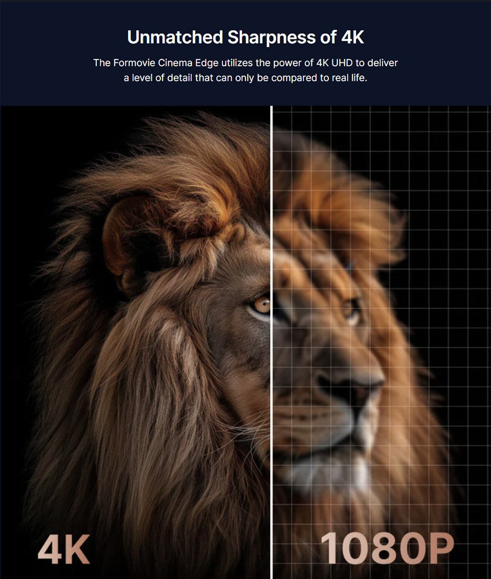 Laserový projektor Formovie Cinema Edge 4K, 2100 ISO lumenů, Google TV, vestavěný Netflix, Dolby Audio, 2*15W reproduktory, HDR10, WiFi 6