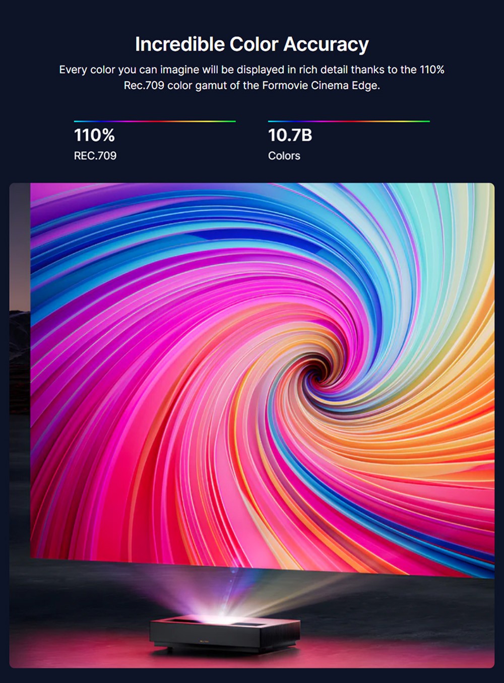 Laserový projektor Formovie Cinema Edge 4K, 2100 ISO lumenů, Google TV, vestavěný Netflix, Dolby Audio, 2*15W reproduktory, HDR10, WiFi 6