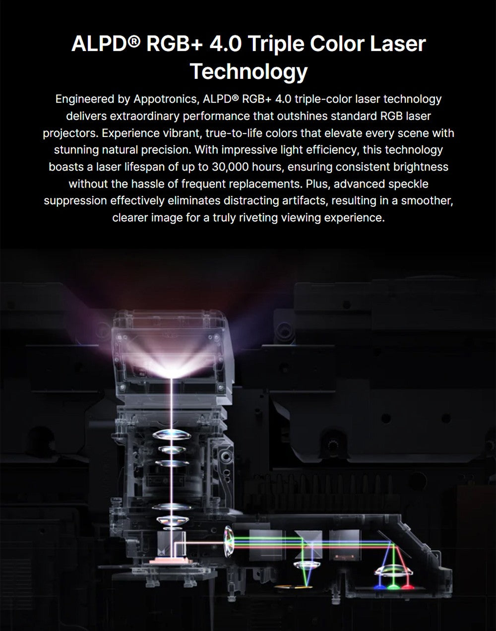 Prémiový 4K laserový projektor Formovie Theater, ultra krátký projekční poměr 0,21:1, Google TV, vestavěný Netflix, 2200 ISO lumenů, Dolby Vision a Atmos, MEMC a ALLM, 8bodová korekce lichoběžníkového zkreslení