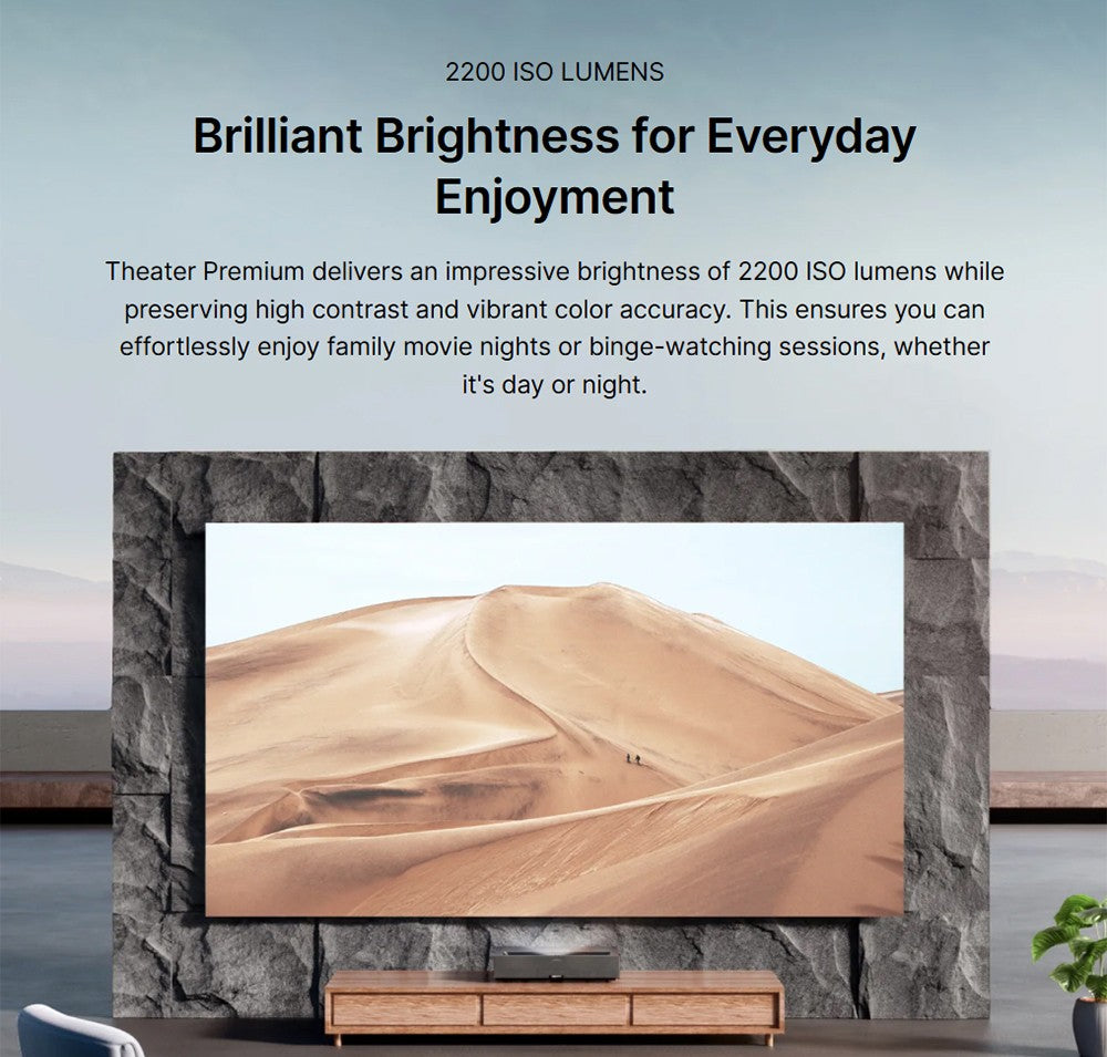 Prémiový 4K laserový projektor Formovie Theater, ultra krátký projekční poměr 0,21:1, Google TV, vestavěný Netflix, 2200 ISO lumenů, Dolby Vision a Atmos, MEMC a ALLM, 8bodová korekce lichoběžníkového zkreslení