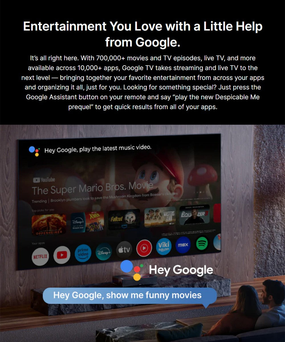 Prémiový 4K laserový projektor Formovie Theater, ultra krátký projekční poměr 0,21:1, Google TV, vestavěný Netflix, 2200 ISO lumenů, Dolby Vision a Atmos, MEMC a ALLM, 8bodová korekce lichoběžníkového zkreslení