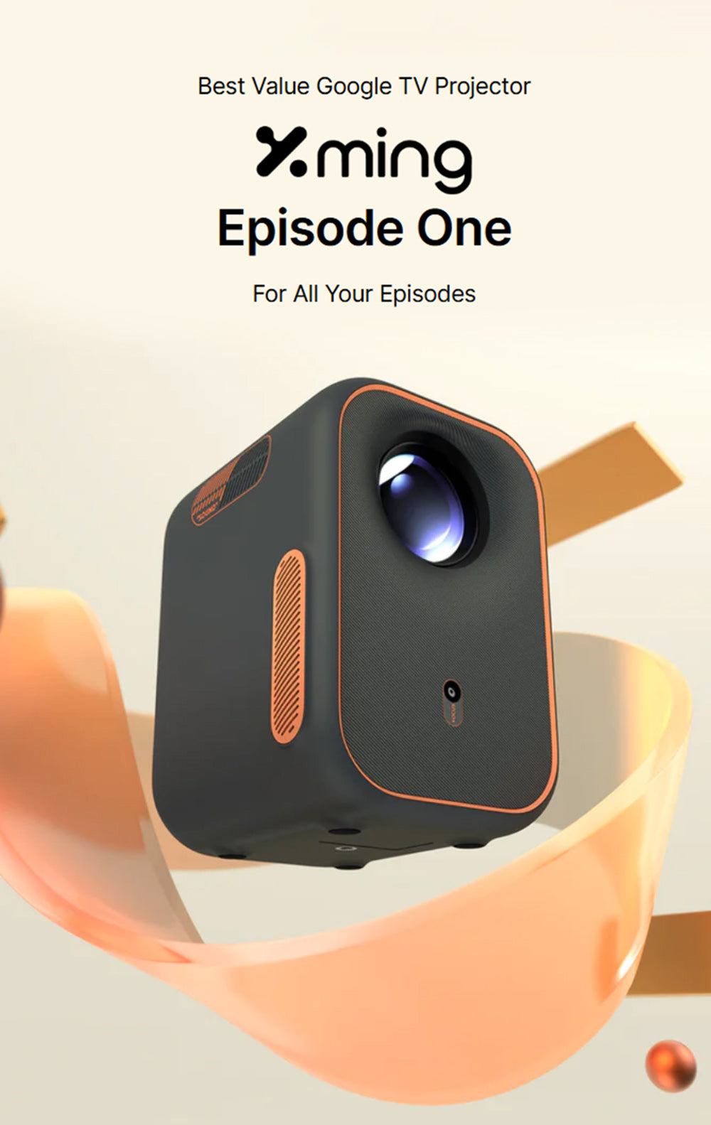 Projektor Formovie Xming Episode One, Google TV, nativní rozlišení 1080p, 150 ISO lumenů, kontrastní poměr 1500:1, Dolby Audio, vestavěný Netflix