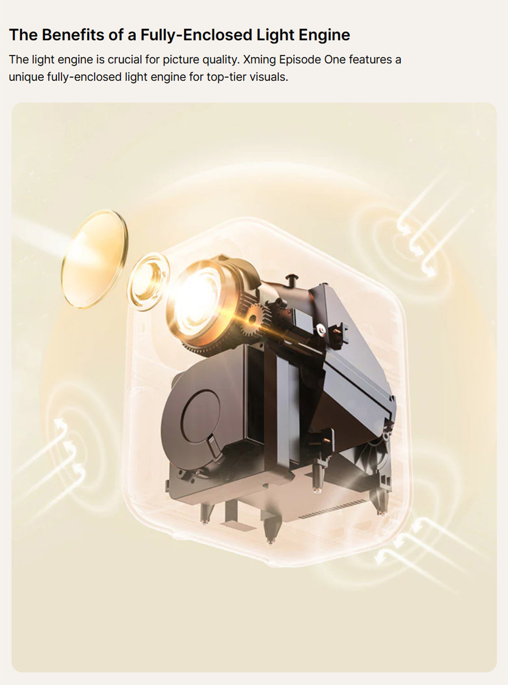 Projektor Formovie Xming Episode One, Google TV, nativní rozlišení 1080p, 150 ISO lumenů, kontrastní poměr 1500:1, Dolby Audio, vestavěný Netflix