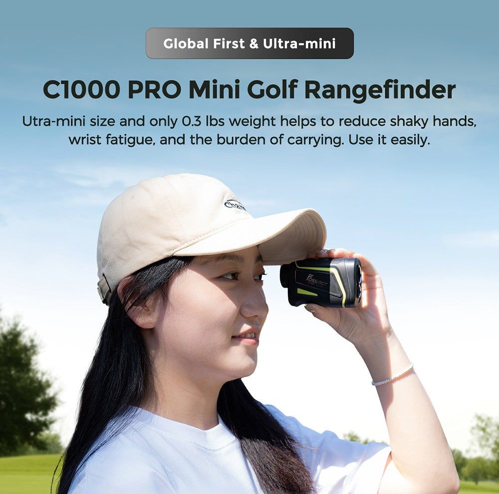 Golfový dálkoměr FOSSiBOT C1000 Pro, zelený a červený OLED displej, rychlost měření 0,06 s, dosah měření 1000 m, vodotěsnost IP54
