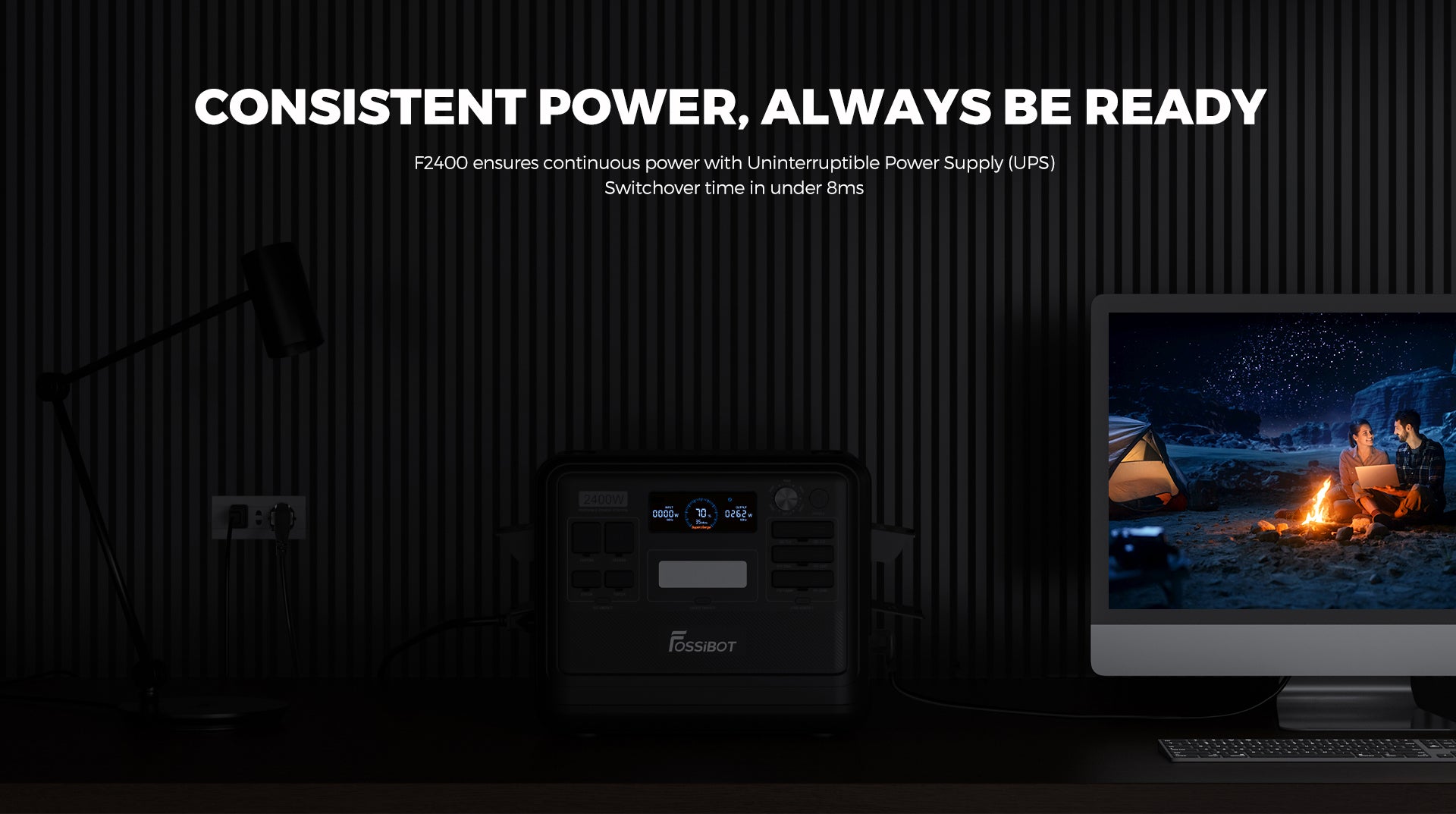 Přenosná elektrárna FOSSiBOT F2400, baterie LiFePO4 2048 Wh, solární generátor s výstupem 2400 W, 3x AC zásuvky pro obytné vozy, USB typu C, QC3.0 PD DC5521, čistá sinusová vlna, rychlé nabíjení za 1,5 hodiny, knoflík pro nastavení vstupního výkonu, obousměrný měnič - zelená