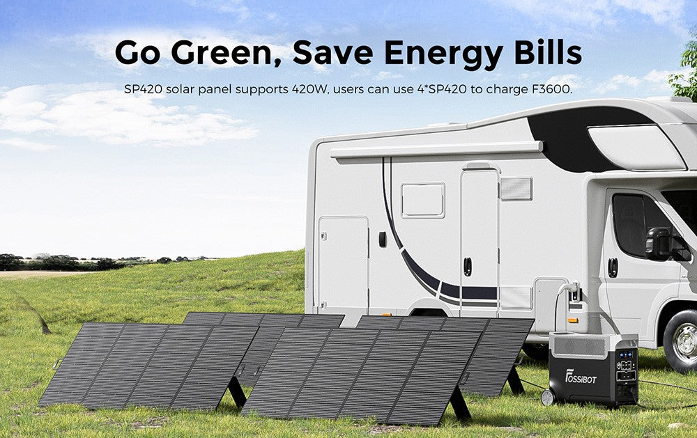 Přenosná elektrárna FOSSiBOT F3600, solární generátor LiFePO4 3840 Wh, výstupní výkon 3300 W AC, maximální solární nabíjení 2000 W, plné nabití za 1,8 hodiny, 15 výstupních portů, LCD displej, odnímatelná svítilna, 3W LED světlo, s kolečky