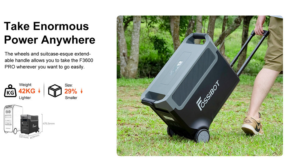 Přenosná elektrárna FOSSiBOT F3600 Pro, 2 bateriové bloky s možností rozšíření kapacity, lithiová baterie 3840 Wh, vysoký střídavý výkon 3600 W, maximální solární nabíjení 2000 W, plné nabití 1,5 hodiny, 13 výstupních portů, LED svítilna, 5 rychlostí nabíjení