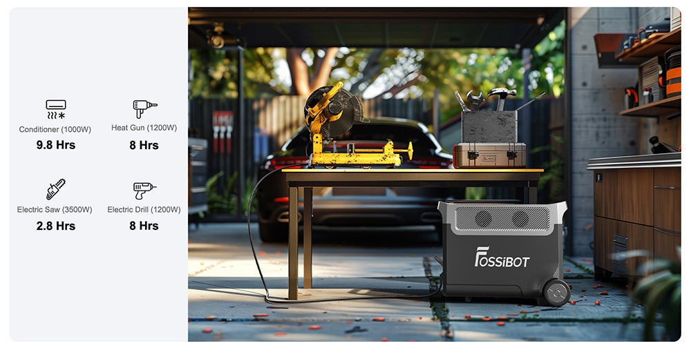 Přenosná elektrárna FOSSiBOT F3600 Pro, 2 bateriové bloky s možností rozšíření kapacity, lithiová baterie 3840 Wh, vysoký střídavý výkon 3600 W, maximální solární nabíjení 2000 W, plné nabití 1,5 hodiny, 13 výstupních portů, LED svítilna, 5 rychlostí nabíjení