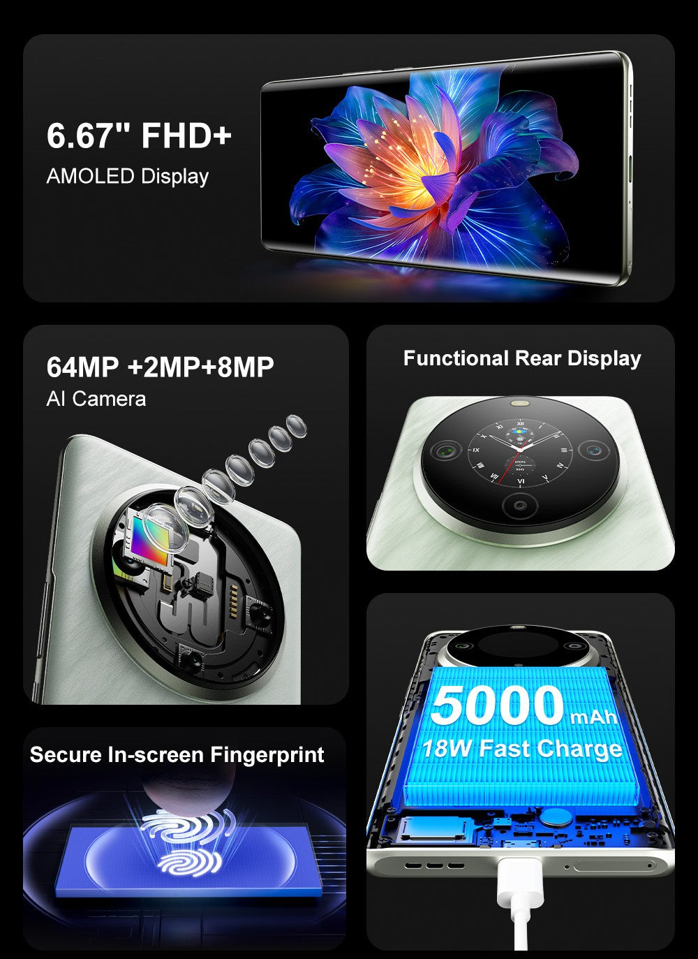 Chytrý telefon FOSSiBOT S3 Pro 4G, 6,67