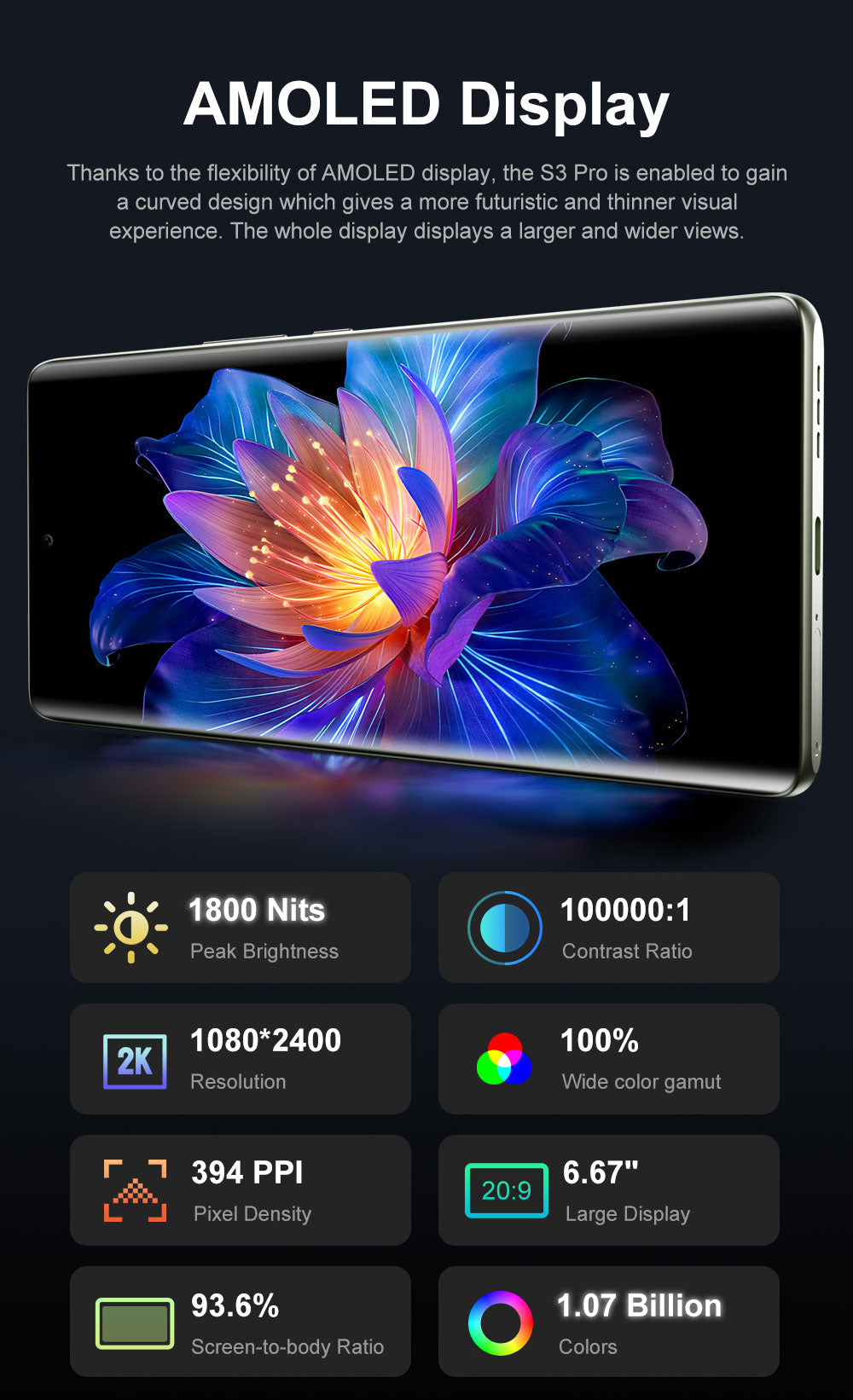 Chytrý telefon FOSSiBOT S3 Pro 4G, 6,67