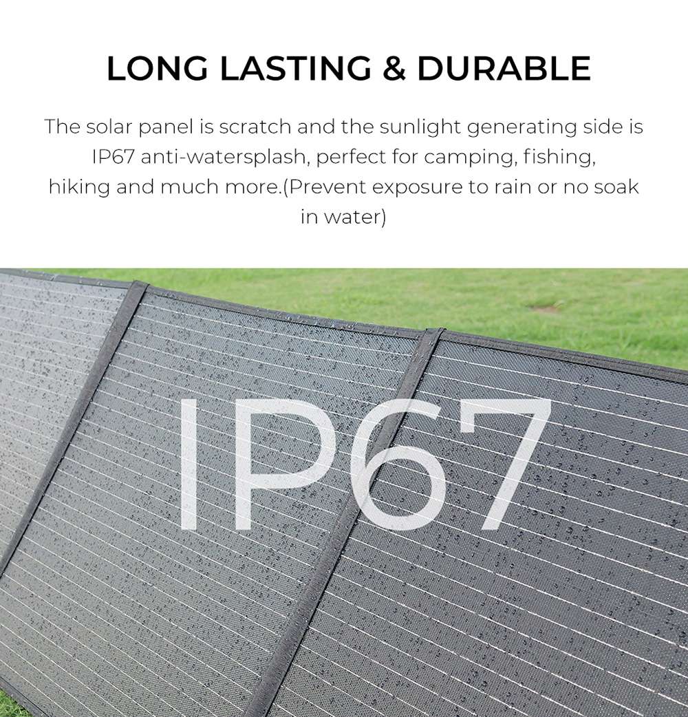 Skládací solární panel FOSSiBOT SP200 200W, vysoká účinnost článků 23,4%, povlak ETFE, nastavitelné stojánky pro domácnost, karavan, kempování, zatemnění - zelený