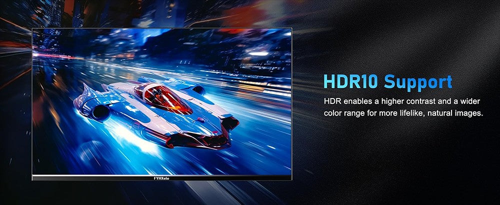 Herní monitor FYHXele FY24FHR s úhlopříčkou 24 palců, rozlišení 1920*1080, poměr stran 16:9, IPS obrazovka, obnovovací frekvence 180 Hz, doba odezvy 1 ms (MPRT), 99 % sRGB, AMD FreeSync a Adaptive-Sync, HDR10, pozorovací úhel 178°, možnost montáže VESA 75*75 mm