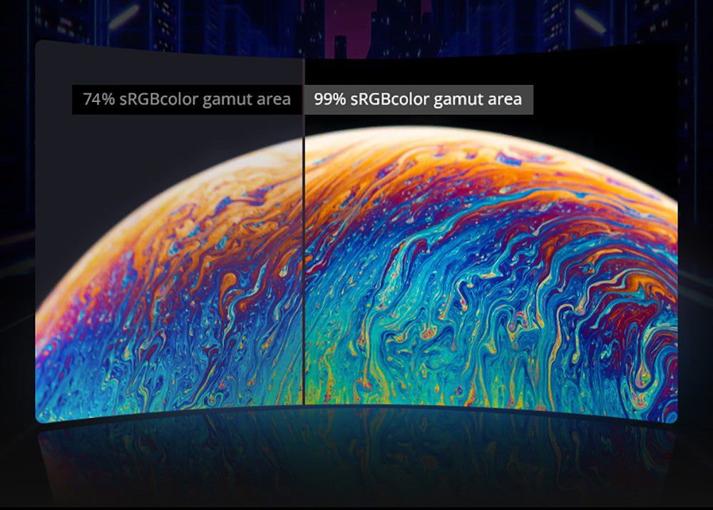 Herní monitor FYHXele FY24FMC-B, 24palcový 1080P FHD 16:9 VA displej, obnovovací frekvence 75 Hz, panel 2800R MVA, doba odezvy 2 ms, 99 % sRGB, nastavitelný náklon, černý