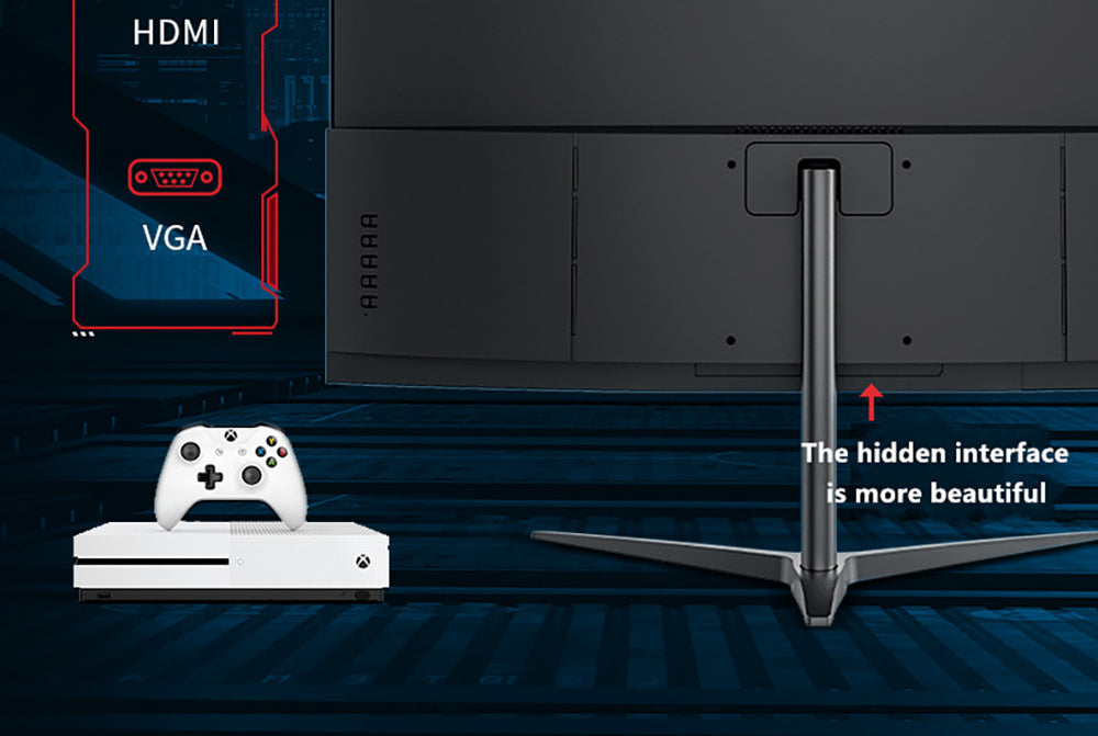 Herní monitor FYHXele FY24FMC-B, 24palcový 1080P FHD 16:9 VA displej, obnovovací frekvence 75 Hz, panel 2800R MVA, doba odezvy 2 ms, 99 % sRGB, nastavitelný náklon, černý