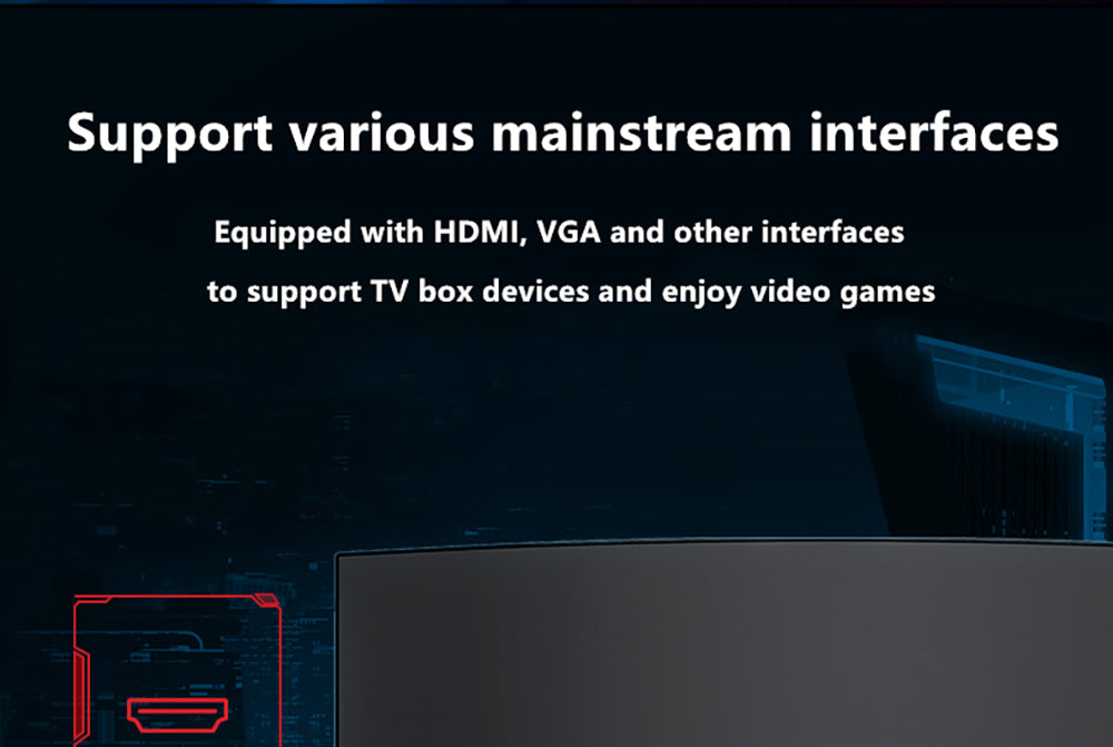 27palcový zakřivený herní monitor FYHXele FY27FMC-B s rozlišením 2800R, rozlišením 1920*1080, poměrem stran 16:9 a VA, obnovovací frekvencí 75 Hz, dobou odezvy 2 ms, 99 % sRGB, 1x HDMI, 1x VGA, 1x audio, nastavitelným náklonem