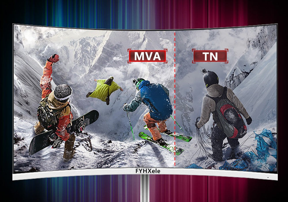 27palcový zakřivený herní monitor FYHXele FY27FMC-B s rozlišením 2800R, rozlišením 1920*1080, poměrem stran 16:9 a VA, obnovovací frekvencí 75 Hz, dobou odezvy 2 ms, 99 % sRGB, 1x HDMI, 1x VGA, 1x audio, nastavitelným náklonem