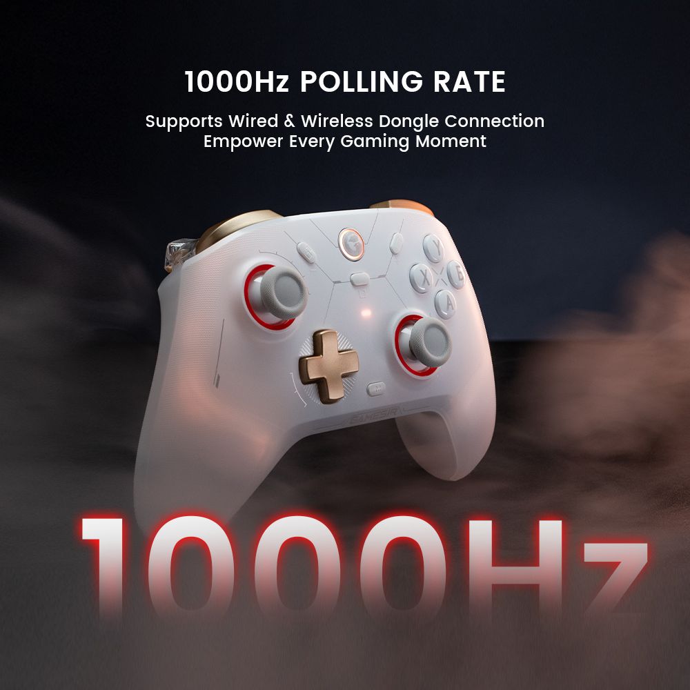 Herní ovladač GameSir Cyclone 2, třírežimové připojení, kompatibilní s PC / Steam / Android / iOS / Switch, Mag-Res TMR joysticky, 3 režimy spouštění, dunivé motory, RGB světla - černý, Bundle Edition