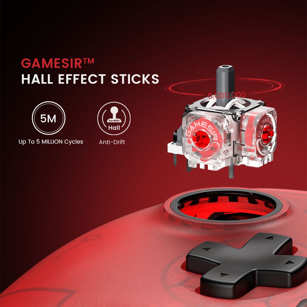 [Certifikace Xbox] Drátový herní ovladač GameSir T7, 1 měsíc zdarma XGPU, páčky Hallova efektu, Hallovy triggery, kompatibilní s Xbox a Xbox One řady X/S, Steam, Windows 10/11 - rubínově červený