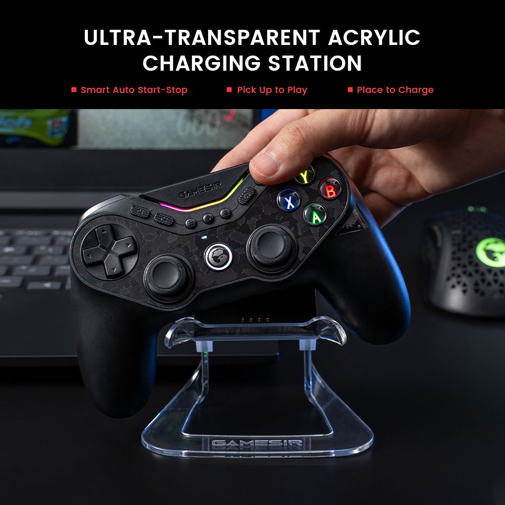 Herní ovladač GameSir Tarantula Pro, drátové/Bluetooth/bezdrátové připojení, Mag-Res TMR joysticky, podpora gyroskopu a NFC, RGB světla, kompatibilní s PC/Switch/iOS/Android/Steam - Bundle Edition