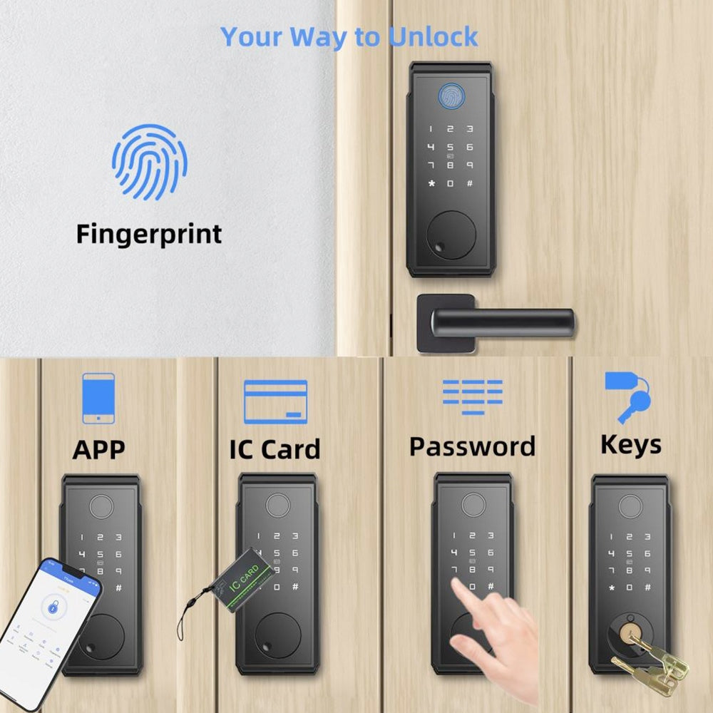 Geekbes JD-D06 Inteligentní zámek Deadbolt, Automatické zamykání, Otisk prstu Heslo IC Karta WiFi Dálkové odemykání