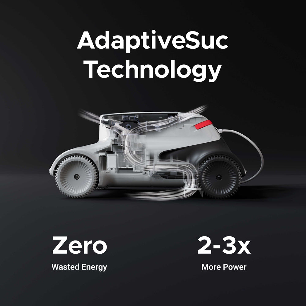 Bezdrátový robotický vysavač Genkinno P2, sací výkon 70 W, doba provozu 120 minut, plánování trasy AdaptiveNav, technologie AdaptiveSuc, dálkové ovládání přes aplikaci, pro nadzemní/zapuštěné bazény, bílá - zástrčka EU