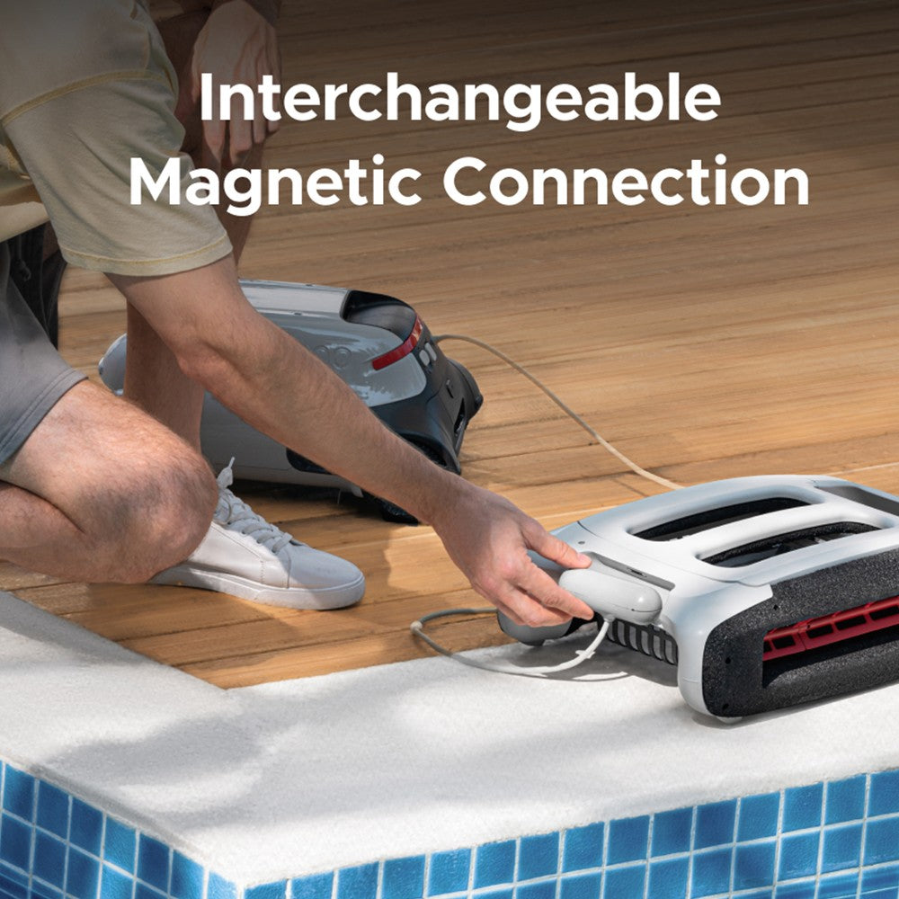 Bezdrátový robotický vysavač Genkinno P2, sací výkon 70 W, doba provozu 120 minut, plánování trasy AdaptiveNav, technologie AdaptiveSuc, dálkové ovládání přes aplikaci, pro nadzemní/zapuštěné bazény, bílá - zástrčka EU