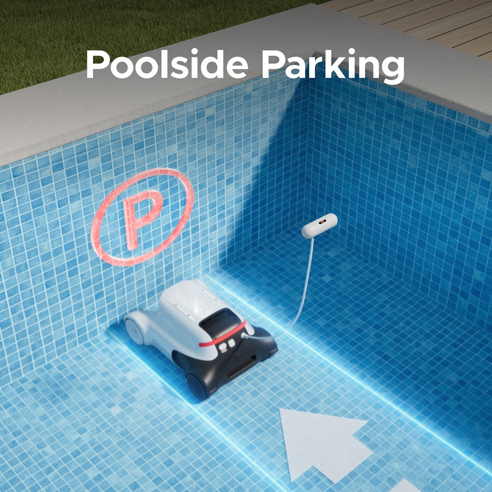 Bezdrátový robotický vysavač Genkinno P2, sací výkon 70 W, doba provozu 120 minut, plánování trasy AdaptiveNav, technologie AdaptiveSuc, dálkové ovládání přes aplikaci, pro nadzemní/zapuštěné bazény, bílá - zástrčka EU