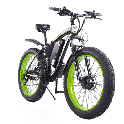GOGOBEST GF700 26*4.0 Inch Fat Tire Electric Mountain Bike 48V 18.2Ah Battery 2*500W Dual Motor Max Speed 50Km/h 70KM Power-Assisted Range Max Load 200KG IP54 Waterproof Hydraulic Disc Brake MTB Bike 6061 Aluminum Alloy Frame - Black Green